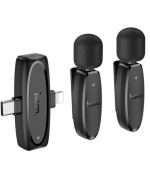 Мікрофон Петличний 2шт Безпровідний Hoco L15 Lightning, Black