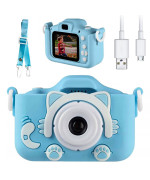 Детский фотоаппарат XO XJ01 200 mAh с силиконовым чехлом и ремешком, Blue