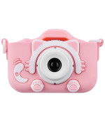 Детский фотоаппарат XO XJ01 200 mAh с силиконовым чехлом и ремешком, Pink