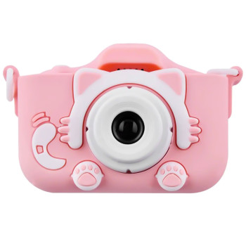 Дитячий фотоапарат XO XJ01 200 mAh із силіконовим чохлом та ремінцем, Pink