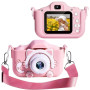 Детский фотоаппарат XO XJ01 200 mAh с силиконовым чехлом и ремешком, Pink