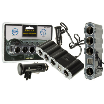 Автомобильный разветвитель прикуривателя WF-4008 2USB Black