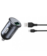 Автомобільний зарядний пристрій XO CC46 QC3.0 18W USB 3A cabel Type-C, Gray