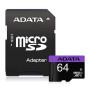 Карта пам'яті ADATA Premier microSDXC UHS-I 64GB 80Mb/s Class10 з адаптером