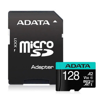 Карта памяти ADATA Premier Pro microSDXC V30 UHS-I U3 128GB 100Mb/s A2 Class10 с адаптером