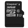 Карта пам'яті Kingston microSDHC 32GB Class10 + Adapter, Black