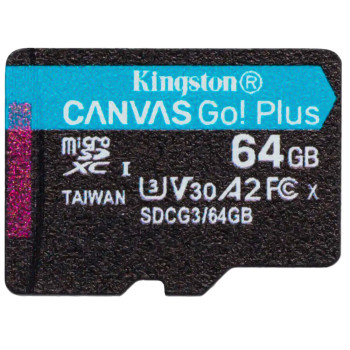 Карта пам`яті microSDXC Kingston Canvas Go Plus A2 V30 64Gb UHS-1 U3, R-170Mb/s