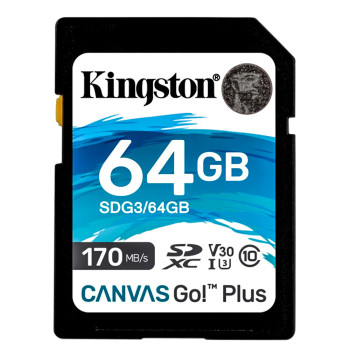 Карта памяти SDXC Kingston 64Gb Canvas Go Plus (UHS-1 U3) V30 (170Mb/S), Class 10