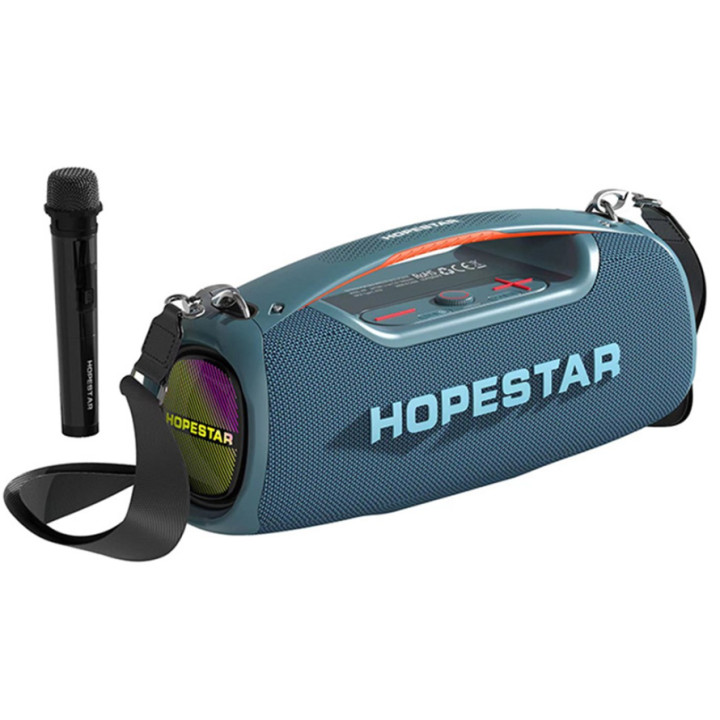 Портативна безпровідна Bluetooth колонка з ременем та мікрофоном HOPESTAR A60 100W ВТ 5.1, Blue