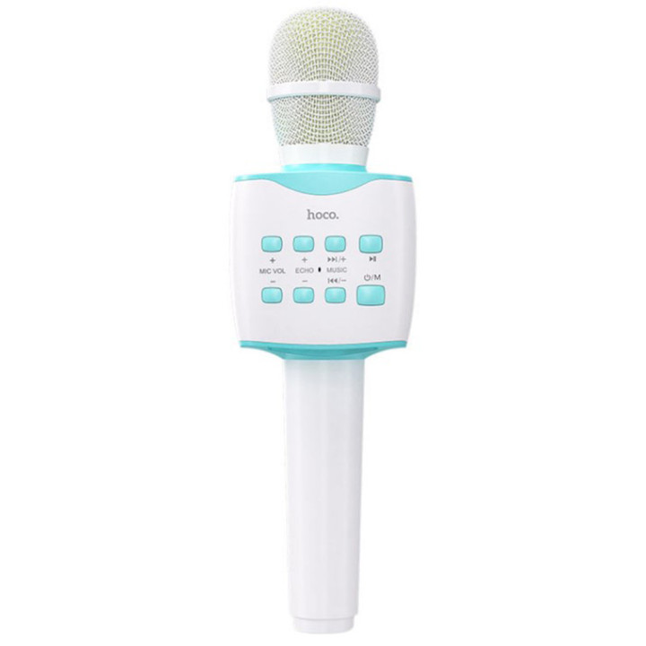 Микрофон караоке беспроводной, портативная акустика Hoco BK5 Cantando, White-Turquoise