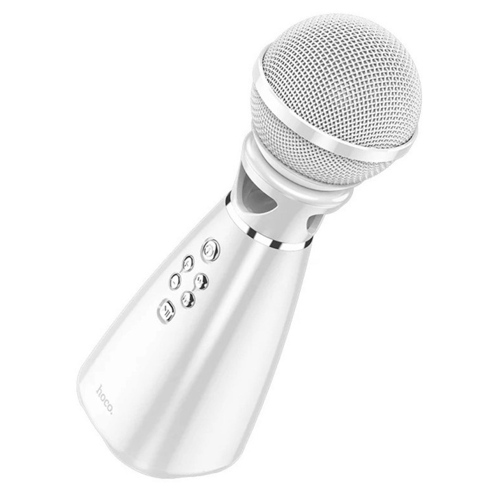 Микрофон караоке беспроводной, портативная акустика (колонка) Hoco BK6, White