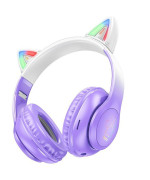 Bluetooth Стерео Гарнітура HOCO W42 Cat Ear 400 mAh, Purple