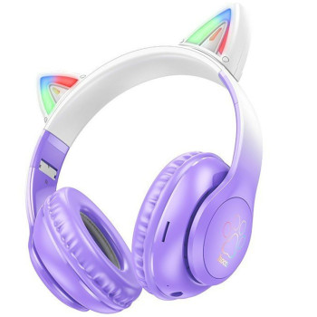 Bluetooth Стерео Гарнитура HOCO W42 Cat Ear 400 mAh, Purple