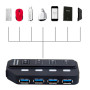 USB HUB Super Speed 4 USB 3.0 с переключателями, Black