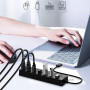 USB Hub HW-1510 7-в-1 з кнопками керування та підтримкою DC 5V, Black
