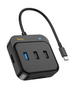 USB Hub адаптер Hoco HB38 7in1 converter Type-C (HDTV / USB3.0 / USB2.0x2 / SD / TF / Type-C PD100W) 0.2m, Black