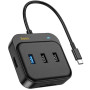 USB Hub адаптер Hoco HB38 7in1 converter Type-C (HDTV / USB3.0 / USB2.0x2 / SD / TF / Type-C PD100W) 0.2m, Black