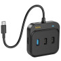 USB Hub адаптер Hoco HB38 7in1 converter Type-C (HDTV / USB3.0 / USB2.0x2 / SD / TF / Type-C PD100W) 0.2m, Black