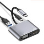 Переходник адаптер 4in1 Type-C to HDMI/VGA/Type-C PD 87W/USB 3.0, Grey