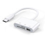Картридер (CardReader) OTG 3-in-1 Type-C to USB/TF/SD, White