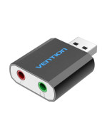 Наружная звуковая карта VENTION VAB-S17-B USB to TRS 3.5mm Audio / TRS 3.5mm Mic, Black