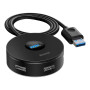 USB Hub Baseus round box HUB Adapter (USB-3.0 to USB 3.0*1 + USB2.0*3 CAHUB-U01) 1m, Black