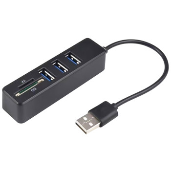 USB HUB-картридер Combo 5in1 3USB / SD /TF, Black