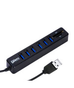 USB HUB-картридер Combo 8in1 6USB / SD /TF, Black