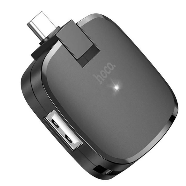 Hub адаптер Hoco HB-11 Type-C 3 USB, Black