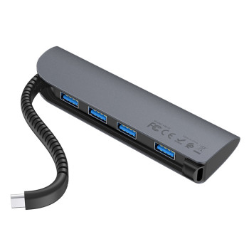 Hub адаптер Hoco HB12 Victory Type-C 4 USB, Black