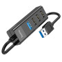 USB HUB HOCO HB25 4in1 (USB to USB3.0+USB2.0*3), Black