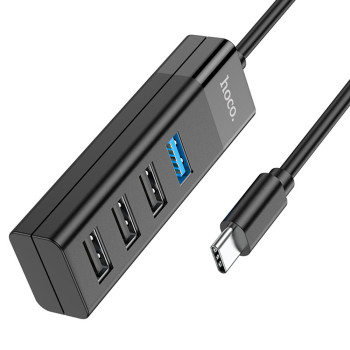 USB HUB HOCO HB25 4in1 (Type-C to USB3.0+USB2.0*3), Black