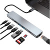 USB HUB адаптер Type-C to HDMI 4K / SD / TF / 2USB3.0 / 2Type-C 87W / RJ45, Grey
