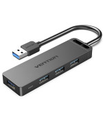 USB HUB Vention (4 Ports USB 3.0) 15см With Power Supply CHLBB, Black