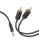 Аудиокабель HOCO UPA28 2RCA to Jack 3.5m, Black