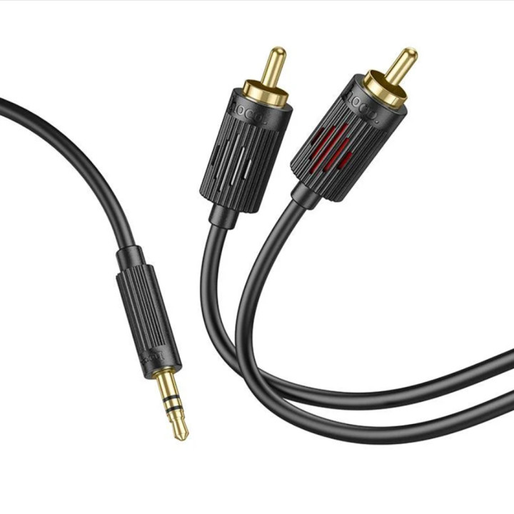 Аудиокабель HOCO UPA28 2RCA to Jack 3.5m, Black