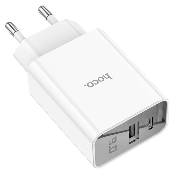 Сетевое зарядное устройство Hoco C100A QC3.0 PD20W 3A без кабеля, White
