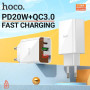Мережевий зарядний пристрій Hoco C100A QC3.0 PD20W 3A без кабеля, White