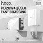 Сетевое зарядное устройство Hoco C100A QC3.0 PD20W 3A без кабеля, White