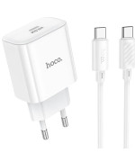 Сетевое зарядное устройство Hoco C76A Pro Type-C 3A PD, QC3.0 30W cable Type-C - Type-C 1m, White