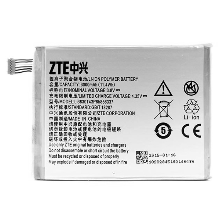 Аккумулятор Li3830T43P6h856337 для ZTE Blade X9, Blade S6 Lux, G719C (Original) 3000mAh