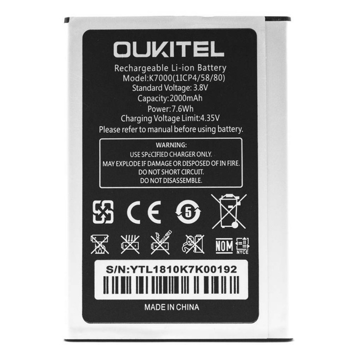 Аккумулятор для Oukitel K7000 (Original), 2000 mAh