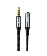 Кабель Aux HOCO UPA20 3.5 audio extension cable 2м, AUX-AUX, Grey