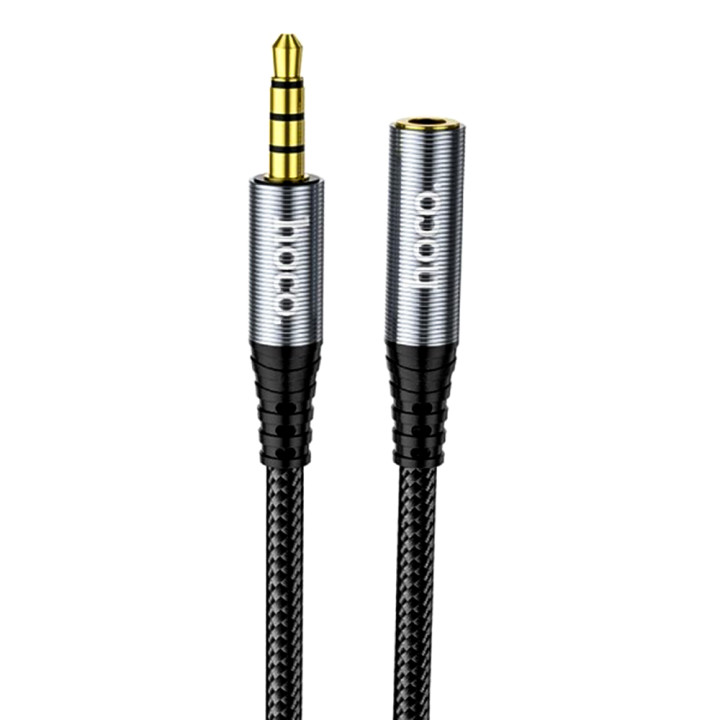 Кабель Aux HOCO UPA20 3.5 audio extension cable 2м, AUX-AUX, Grey