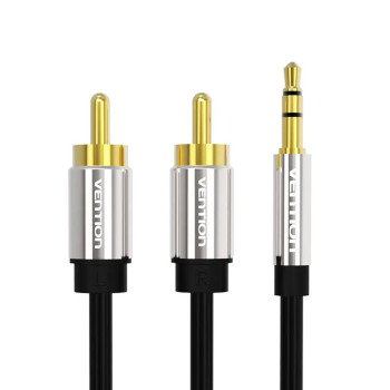 Кабель Vention 3.5mm Male to 2RCA Male 2m BCFBH, Black