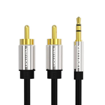 Кабель Vention 3.5mm Male to 2RCA Male 1m BCFBF, Black