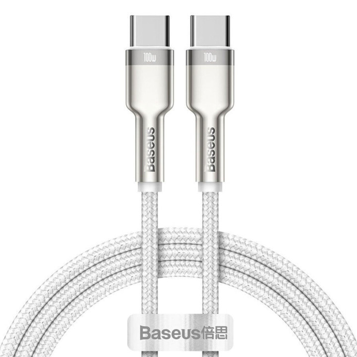 Data-кабель Baseus Cafule CATJK-C02 Type-C-Type-C 5A 100W 1м, White