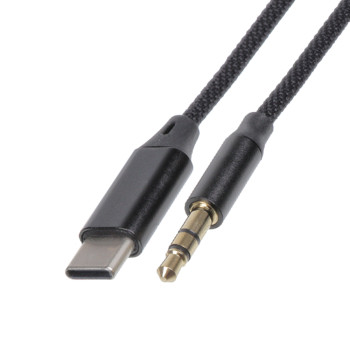 Кабель переходник Epik Type-C to AUX mini jack 3.5 mm hi-fi stereo 1м, Black