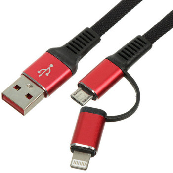 DATA-кабель Epik XS-007 2 in 1 Lightning / Micro USB 1m Black