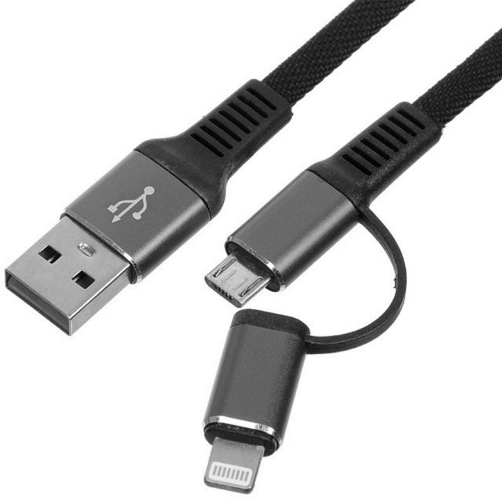 DATA-кабель Epik XS-007 2 in 1 Lightning / Micro USB 1-m. Black